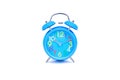 Blue Alarm clock on white background or isolated. Royalty Free Stock Photo