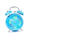 Blue Alarm clock on white background or isolated Royalty Free Stock Photo