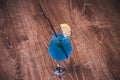 Blue alcohol cocktail in high glass Royalty Free Stock Photo