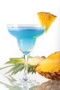 Blue alcohol cocktail with pineapple Royalty Free Stock Photo