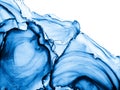 Blue Alcohol Ink. Liquid Texture. Elegant Indigo Alcohol Art. Colorful Sea Wave Imitation Style. Indigo Abstract Fluids. Grunge