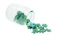 Blue among all green jigsaw puzzles Royalty Free Stock Photo