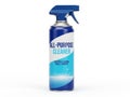 Blue all-purpose cleaner spray bottle on white background Royalty Free Stock Photo