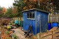 Blue allotment shed. Royalty Free Stock Photo