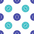 Blue Alloy wheel for a car icon isolated seamless pattern on white background. Vector Illustration Royalty Free Stock Photo