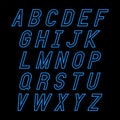 Blue alphabet letters on black background