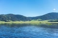 Blue alpine lake view