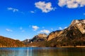 Blue Alpsee Lake in the Green Forest and Beautiful Alps Mountains. Fussen, Bavaria, Germany Royalty Free Stock Photo