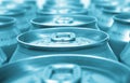 Blue aluminum drink cans