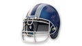 Blue american football helmet, sports equipment on white Royalty Free Stock Photo