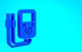 Blue Ampere meter, multimeter, voltmeter icon isolated on blue background. Instruments for measurement of electric