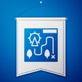Blue Amusement park map icon isolated on blue background. Entertainment in vacation. White pennant template. Vector Royalty Free Stock Photo
