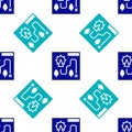 Blue Amusement park map icon isolated seamless pattern on white background. Entertainment in vacation. Vector Royalty Free Stock Photo