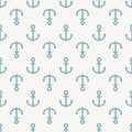 Blue Anchor icon isolated seamless pattern on gray background. Vector Royalty Free Stock Photo