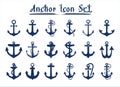 Blue anchor icon set for presentation, print, website, apps Royalty Free Stock Photo