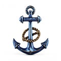 Blue anchor, ship anchor isolated