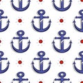 Blue Anchors Seamless Pattern