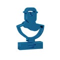 Blue Ancient bust sculpture icon isolated on transparent background.