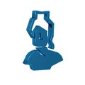 Blue Ancient bust sculpture icon isolated on transparent background.