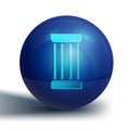 Blue Ancient column icon isolated on white background. Blue circle button. Vector Royalty Free Stock Photo