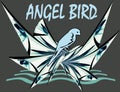 Blue angel bird in the dark blue gray sky Royalty Free Stock Photo