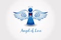 Blue angel of love logo vector Royalty Free Stock Photo