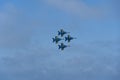 Blue Angels flying in formation over Lake Michigan at the Chicago Air Show, USA Royalty Free Stock Photo