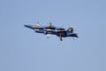 Blue Angels formation demonstrates flying skills and aerobatics at the annual Chicago Air and Water show Royalty Free Stock Photo