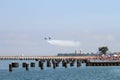 Blue Angels formation demonstrates flying skills and aerobatics at the annual Chicago Air and Water show Royalty Free Stock Photo