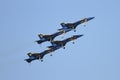 Blue Angels formation demonstrates flying skills and aerobatics at the annual Chicago Air and Water show Royalty Free Stock Photo
