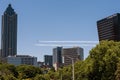 Blue Angels And Thunderbirds Fly Over Downtown Atlanta