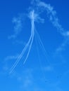 The famed Blue Angels fly in a descending formation - AIR SHOW - USA Royalty Free Stock Photo