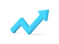 Blue angled arrow top pointing realistic 3d icon vector up pointer graph and chart business message Royalty Free Stock Photo