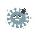 Blue angry corona virus molecule. Vector.