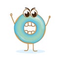 Blue angry donut cartoon