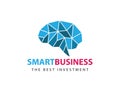 Blue angular matrix smart brain vector logo design