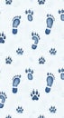 Blue Animal Footprints on White Background Royalty Free Stock Photo