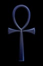 A blue ankh symbol in the style of digital airbrushing.