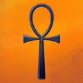 A blue ankh symbol in the style of digital airbrushing.