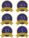 Blue anniversary seals Royalty Free Stock Photo