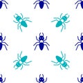 Blue Ant icon isolated seamless pattern on white background. Vector Royalty Free Stock Photo