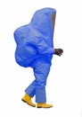 blue anti-contagion protective suit on a white background Royalty Free Stock Photo