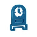 Blue Antique clock icon isolated on transparent background.