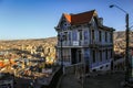 Blue antique house, ArtillerÃÂ­a Hill, Valparaiso, Chile