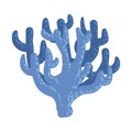 Blue Antler Soft Coral, Tropical Reef Marine Invertebrate Animal Isolated Vector Icon