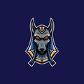 Blue anubis mascot logo. pharaoh mascot logo