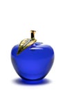 Blue Apple Glass Figurine on white background