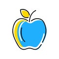 A blue apple with a yellow stem Royalty Free Stock Photo