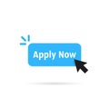Blue apply now simple button