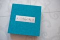 Blue aqua velvet wedding photobook